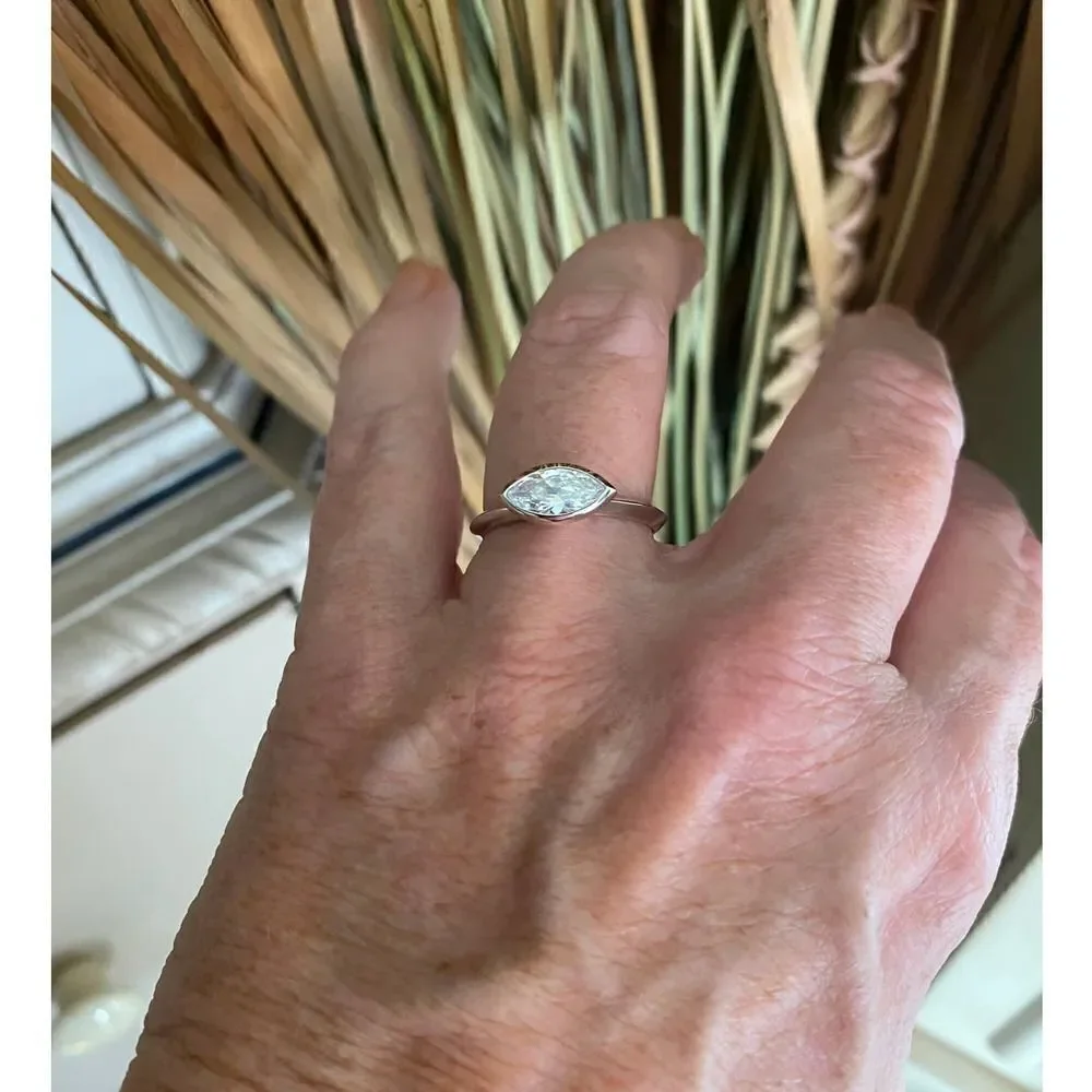 Brass and Rhodium Plated AAA Clear CZ Silver Ring Size 6,7,8,9